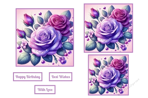 Birthday Purple Roses Toppers.