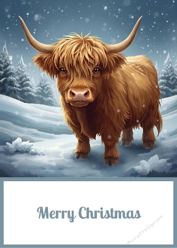 Christmas Highland Cattle 5 X 7 Card Front.