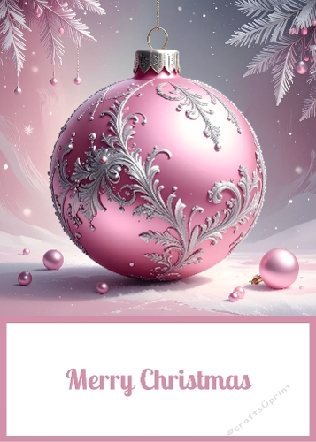 Pink Bauble 5 X 7 Card Front.