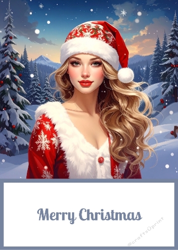 Beautiful Christmas Lady 5 X 7 Card Front.