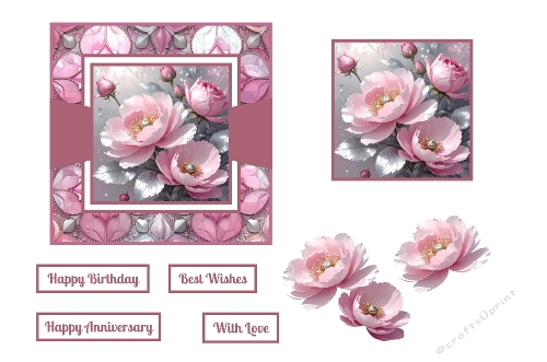Beautiful Pink And Silver Roses Toppers With Decoupage.
