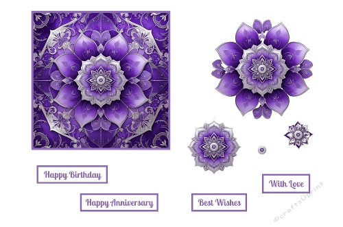 Beautiful Purple Floral Theme Topper And Decoupage.
