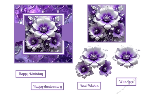 Beautiful Purple Floral Theme Topper And Decoupage.