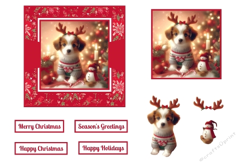Cute Christmas Puppy Toppers With Decoupage.