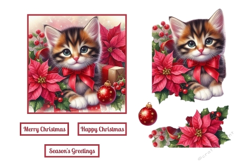 Christmas Kitten Topper With Decoupage.