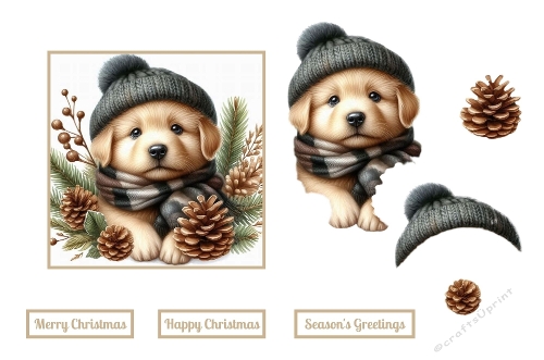 Christmas Puppy Topper With Decoupage.