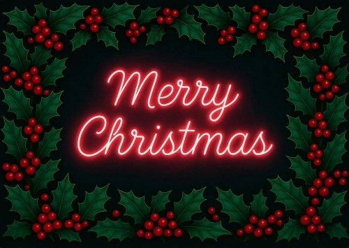 Merry Christmas Holly Frame A4 Landscape.