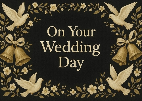 On Your Wedding Day Doves And Bells A4 Landscape.