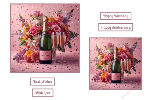 Bouquet and Champagne Toppers.