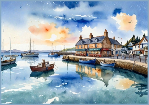 A British Pub By A Harbour A4 Landscape.