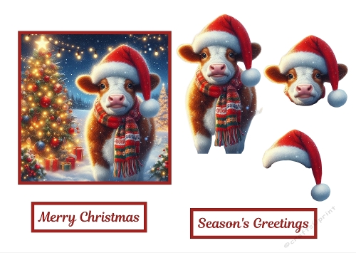 Christmas Cow Topper With Decoupage.