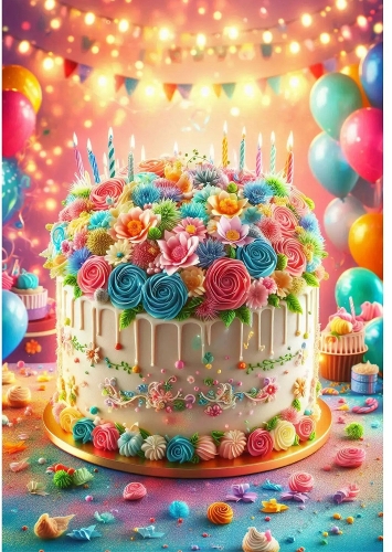 Birthday Cake Party Theme A4 Portrait.