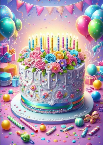 Birthday Cake Party Theme A4 Portrait.