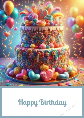 Birthday Cake Party Theme 5 X 7 Card Front.