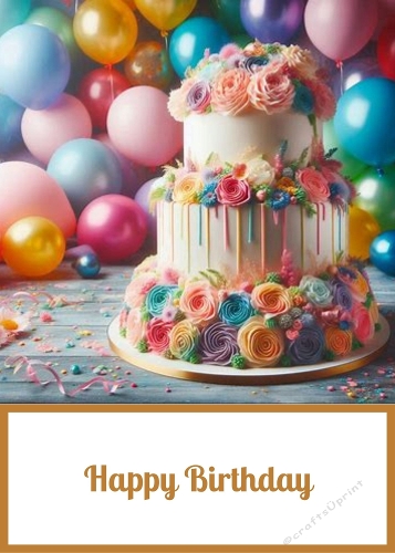 Birthday Cake 5 X 7 Card Front.