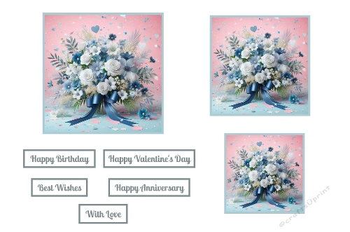 Beautiful Valentines/Anniversary/Birthday bouquet blue and white Toppers.