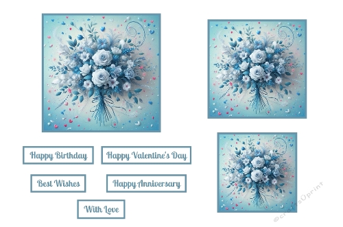 Beautiful Valentines/Anniversary/Birthday bouquet blue and white Toppers.
