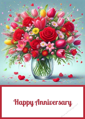 Anniversary Floral Bouquet 5 X 7 Card Front.
