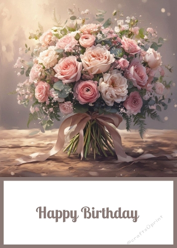 Birthday Floral Bouquet 5 X 7 Card Front.