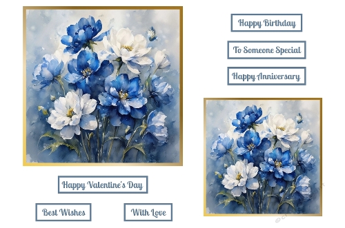 Beautiful Blue and White Flowers Theme Toppers.