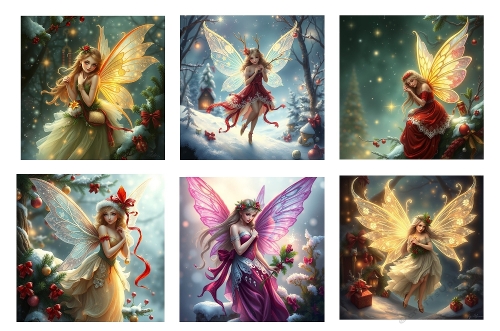 6 X Fantasy Christmas Fairy Toppers 5 X 5