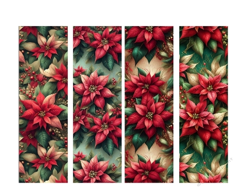 4 x 2 x 7 inch Beautiful Poinsettias Book Marks 