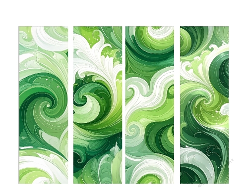 4 X 2 X 7 Green Swirls Book Marks