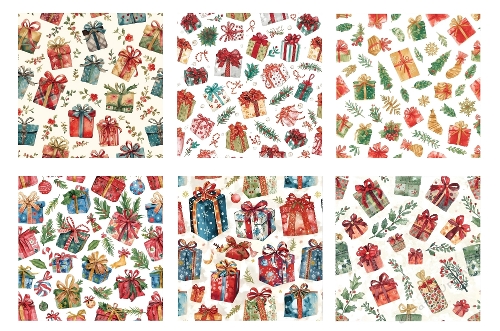 6 x 5 X 5 Christmas Gifts Background Toppers 