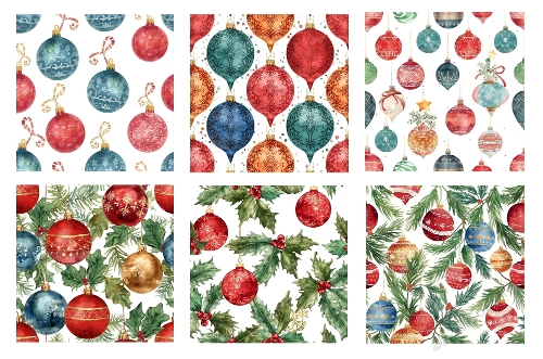 6 x 5 X 5 Christmas Baubles Background Toppers 