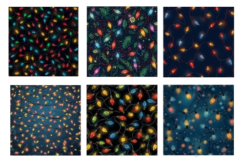 6 x 5 X 5 Christmas Lights Background Toppers 