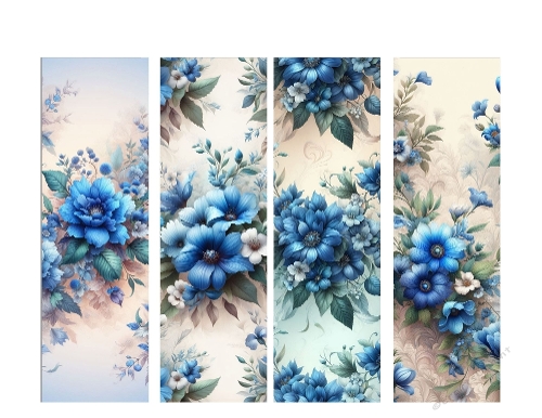 4 x 2 x 7 Beautiful Blue Flowers Book Marks 