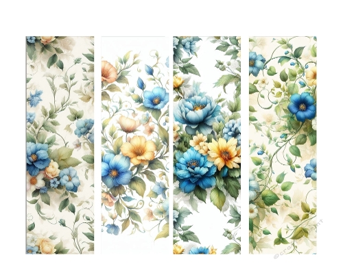 4 x 2 x 7 Beautiful Blue and Yellow Flowers Book Marks 