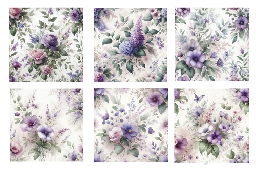 6 x 5 X 5 Purple Flowers Background Toppers 
