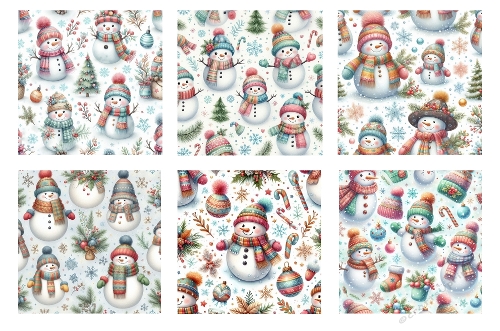 6 x 5 X  5 Cute  Snowman Theme Background Toppers 