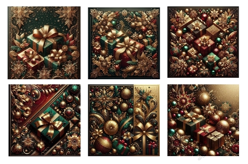 6 x 5 X 5 Christmas Holiday Theme Toppers.