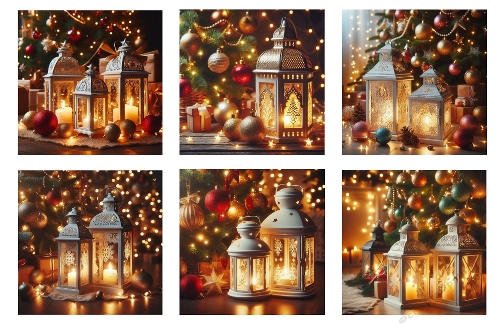 6 x 5 X 5 Christmas Lanterns Theme Toppers.