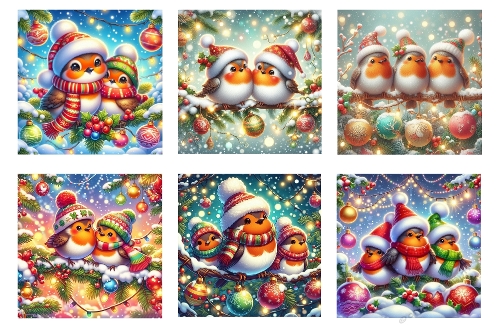 6 x 5 X  5 Cute Christmas Robins Toppers.