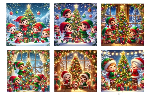 6 x 5 X  5 Cute Christmas Elves Toppers.