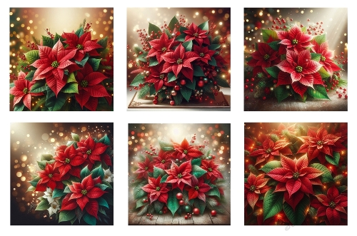 6 x 5 X 5 Christmas Poinsettias Toppers 