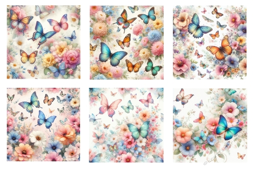 6 x 5 X 5 Butterflies and Flowers Background Toppers 