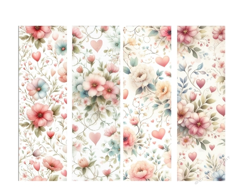 4 x 2 x 7 Flowers and Love Hearts Book Marks 