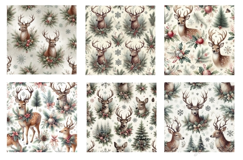 6 x 5 X 5 Christmas Stags Background Toppers.