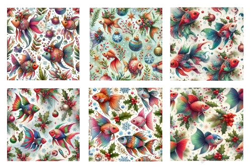 6 x 5 X 5 Christmas Fish Background Toppers.