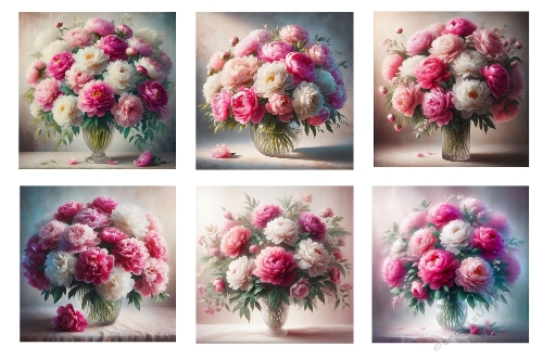 6 x 5 X 5 Beautiful Peonys Bouquet Toppers.
