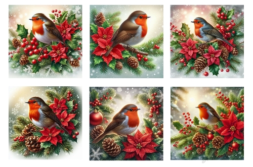 6 x 5 X 5 Beautiful Christmas Robins Toppers.