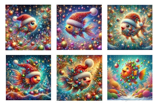 6 x 5 X 5 Christmas Fish Toppers.