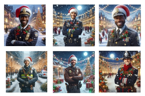 6 x 5 X 5 Christmas Policeman Toppers.