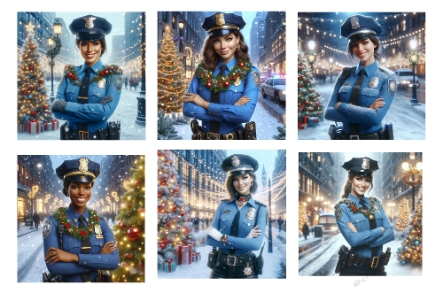 6 x 5 X 5 Christmas Policewoman Toppers.
