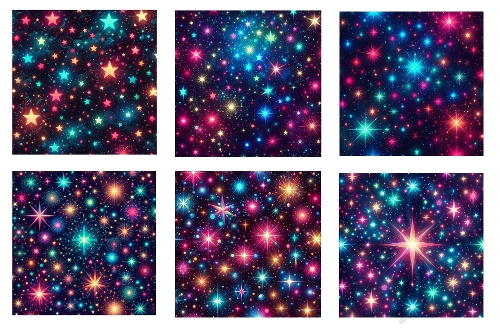 6 x 5 X 5 Neon Stars Background Toppers.