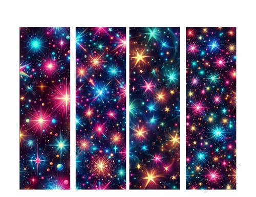 4 x 2 x7 Neon Stars Bookmarks 